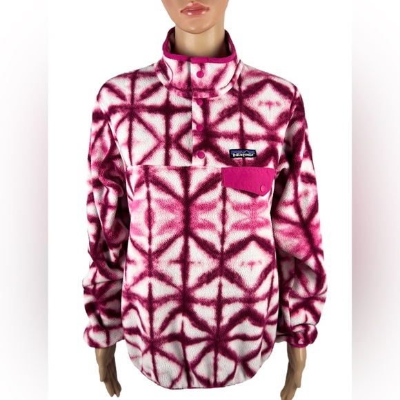 Patagonia Womens Medium Lightweight Synchilla Snap T Fleece Pullover Tie Dye EUC - Picture 2 of 10